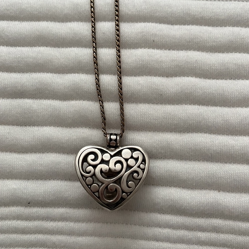 BRIGHTON Badge I. D. Clip Lanyard Silver Heart